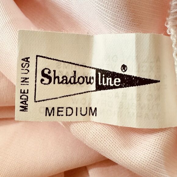 Shadowline Robe Womens M Vintage Nylon Floral Lace Pink 3/4 Sleeve Lightweight - Picture 2 of 15